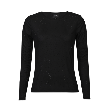 Liberté - Mesh Ls Sparkle Tshirt - Black Black Diamond Dot